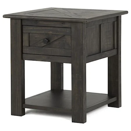 Rectangular End Table with Sliding Doors